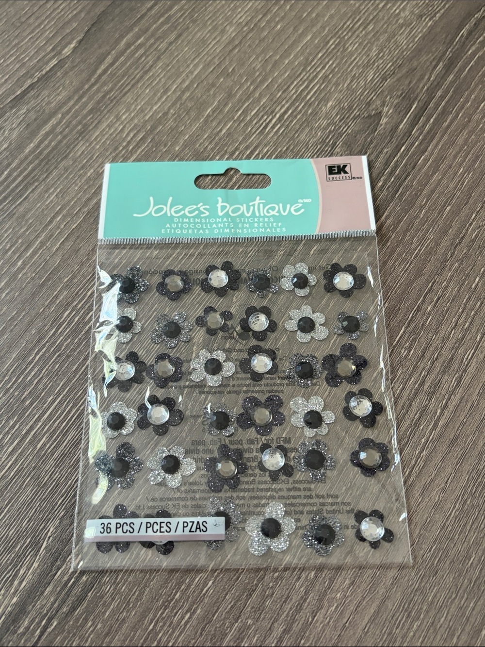 ❤️$5 Ek Success Jolee's Boutique Black Flower Dimensional Stickers
